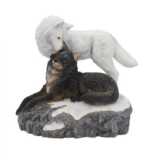 Snow Kisses Wolf Figurine by Lisa Parker